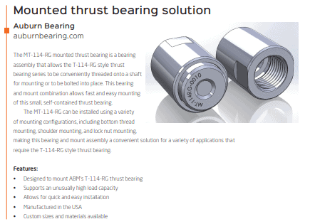 MT-114RG Mounted Thrust Bearing Assembly